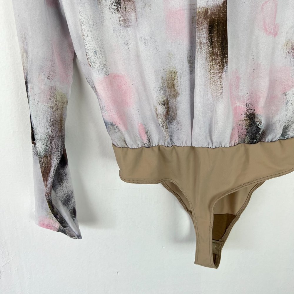 Aritzia Babaton Ambrose Bodysuit Frost Pink Dream Wrap-front Size Small S I1396 - Picture 11 of 14